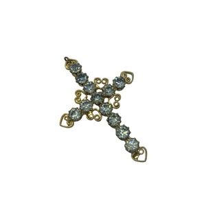 Vintage Gold Tone Filigree Cross Rhinestone Pendant